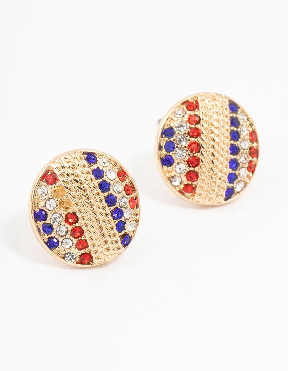 Gold Diamante Beach Volleyball Stud Earrings