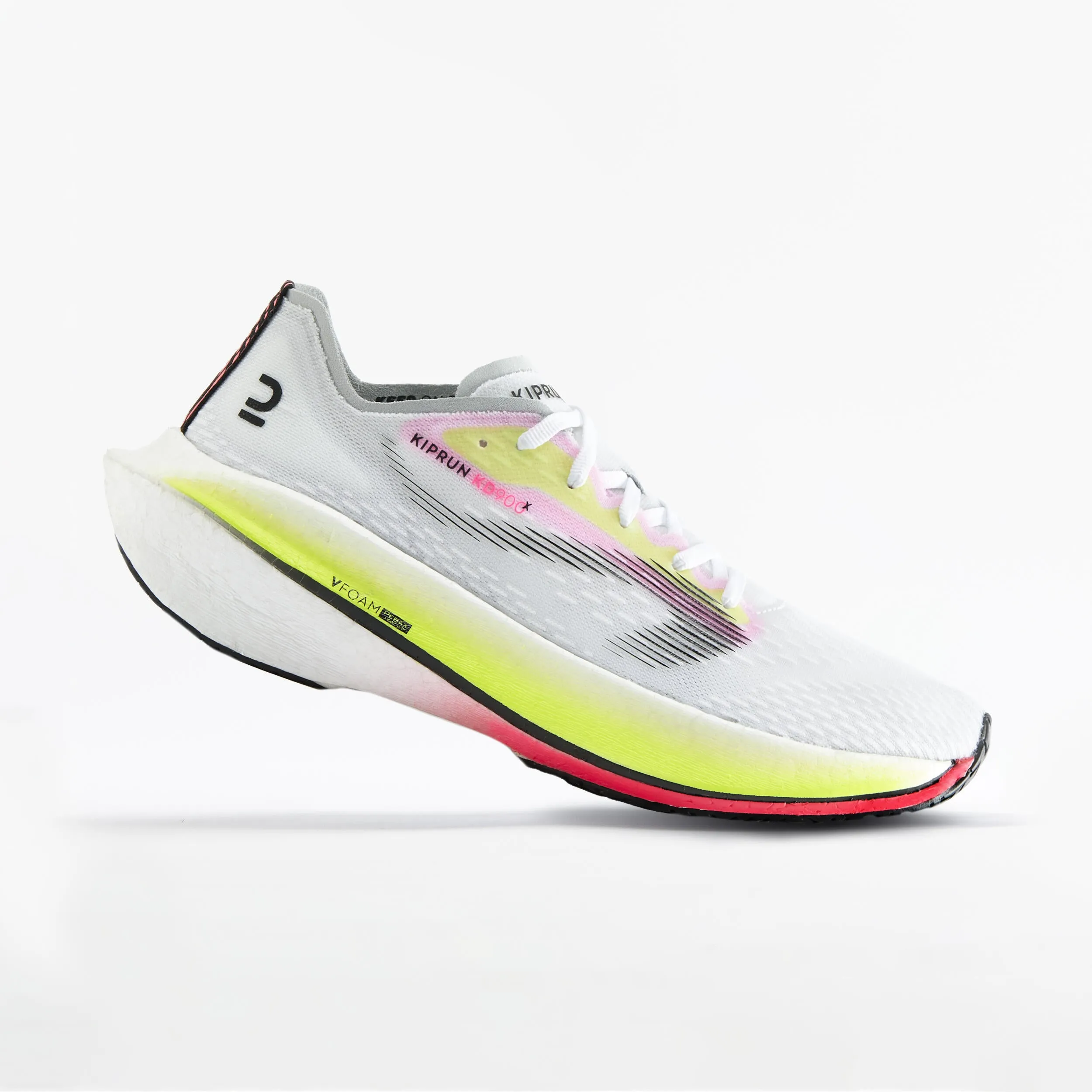 Men's sneakers with carbon plate - KD900X white KIPRUN white/neon lime yellow